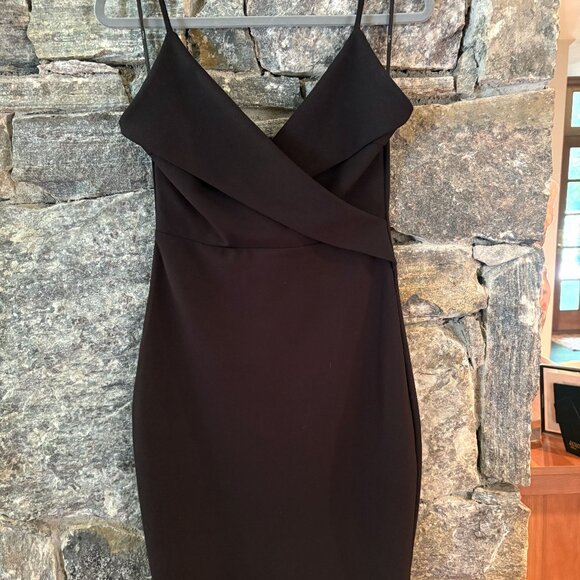 LULUS LITTLE BLACK DRESS- SPAGHETTI STRAP SURPLICE SHEATH DRESS SIZE MED - - Picture 1 of 5